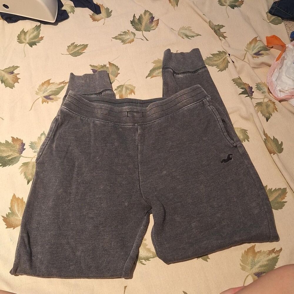 Hollister-co Women's Grey and Black Joggers-tracksuits